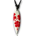 Produktbild: viva-adorno Halskette Surfbrett Holzanhänger Baumwollband Surfer Kette Länge verstellbar HK30, D2 Hibiskus Rot