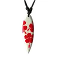 Produktbild: viva-adorno Kette mit Anhänger Halskette Surfbrett Holz Surferkette Surfer verschiedene Designs, Wellen Hawaii Blume Hibiskus Flammen Yolo Holzkette