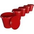 Produktbild: Fixedbyu - 5x Hobbock Eimer mit Deckel 31,5 l, Lebensmittelecht Rot