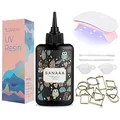 Produktbild: SANAAA 100 g UV-Harz-Set mit 6 W UV-Lampe – hartes, transparentes – 100 g Starter-Set – UV-sonnenhärtendes Harz zur Herstellung von Ohrringen, Anhängern, Schmuck