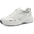 Produktbild: Plateausneaker TAMARIS, Damen, Gr. 38, silber (weiß, silberfarben), Gummi, Lederimitat, Textil, metallic, Schuhe Plateausneaker, Freizeitschuh, Halbschuh, Schnürer, Details in Metallicoptik