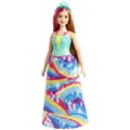 Produktbild: Barbie GJK16 - Dreamtopia Prinzessinnen-Puppe, ca. 30 cm groß, rotblond mit pink gesträhnter Haarpartie, mit Regenbogen-Rock und Diadem, Spielzeug Geschenk für Kinder im Alter von 3 bis 7 Jahren