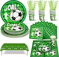 Produktbild: Fussball Geburtstag Deko Partygeschirr Set 25 Personen 126 Stück Pap