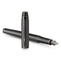 Produktbild: Parker IM Monochrome Füller , Oberfläche und Zierteile in Dunkelgrau-Metallic , Füllfederhalter mit feiner Feder und blauer Tinte , Geschenkbox