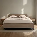 Produktbild: Polsterbett LAVORO Einzelbett 140x200, greige - Bett mit Lattenrost und Samtstoffbezug, Bettgestell mit gepolstertem Kopfteil, modernes Design, Robuster Holzrahmen & Metallbeine