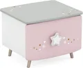 Produktbild: habeig Nachttisch Nachtkommode Mädchen Kinderzimmer Nachttisch Nachtschrank Rosa Weiss, abgerundete Kanten