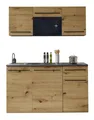 Produktbild: kompakter Küchenblock Küche Küchenzeile Singleküche 160cm Grau Artisan Eiche