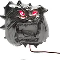 Produktbild: Bulldoggen-Kopf mit rot leuchtenden Augen in Chrom-Optik, LKW LED Innenbeleuchtung, 24 Volt, Rückseite selbstklebend