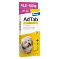 Produktbild: AdTab Hunde Zecken- und Flohschutz (über 2,5 bis 5,5 kg), Kautablette tötet Zecken und Flöhe schnell ab und schützt einen Monat lang, leicht zu verabreichen (3 St. pro Packung)