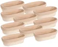 Produktbild: 10er SET KESPER 19632 Brot- & Gärkorb aus Rattan, oval, 28 x 15 cm, Textilfut...