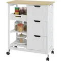 Produktbild: Fkw79-w Küchenwagen Servierwagen Mit Arbeitsplatte Beistellwagen Rollwagen Mit 3 Schubladen Und 3 Ablagen Weiß Bht Ca.: 68x85x38cm - Sobuy