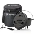 Produktbild: BBQ-Toro Dutch Oven Set 3-teilig | Profi-Set mit 4.5 QT Dutch Oven + Transporttasche + Deckelheber | Kochtopf Gusseisen mit Deckel | Geeignet für Gasgrill, Feuerstelle, Grillplatz oder Lagerfeuer