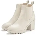 Produktbild: Vivance Chelseaboots mit Blockabsatz & Stretch-Einsatz, High-Heel-Stiefelette, Ankle Boots beige 36