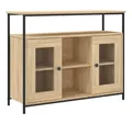Produktbild: vidaXL Sideboard NA Sideboard Sonoma Eiche 100x35x80 cm Spanplatte Glas Vitrine
