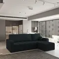 Produktbild: Masseno Ecksofa VOLIRA mit Schlaffunktion L-Form, Sofa mit Bettkasten, Wohnzimmersofa, Couch, Soffa, Bettsofa, Couchgarnitur- Schwarz, QUELLE 100 - Schwarz