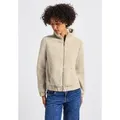 Produktbild: Fellimitatjacke STREET ONE, Damen, Gr. 44, beige (savannah sand), Stoff, Obermaterial: 100% Polyester; Futter: 95% Polyester, 5% Elasthan, unifarben, normal normal, hoch geschlossener Ausschnitt, Bündchen, Jacken, aus elastischem Materialmix