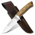Produktbild: PUMA IP – Feststehendes Jagd- & Outdoormesser La Cabra –mit Olivenholz-Griff – handgefertigt in Spanien – robuste Full-Tang-Klinge mit einer Länge von 107mm – inkl. passender Sattellederscheide