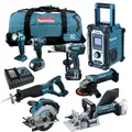 Produktbild: Makita Akku Nutfräse DPJ180 Combo Kit - 18V Set inkl. DHP458 DMR107 DSS610 +++