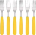 Produktbild: GRÄWE Tafelgabeln, 6 Stück, Edelstahl, bunte Griffe gelb