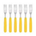 Produktbild: GRÄWE Tafelgabeln, 6 Stück, Edelstahl, bunte Griffe gelb