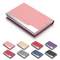 Produktbild: FACATH Visitenkartenetui – Luxus PU-Leder Namenskartenhalter & Edelstahl Multi Kartenetui, Slim Metal Pocket Card Holder Wallet Credit Card ID Case/Holder with Magnetic Shut – Rosa