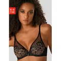 Produktbild: Bügel-BH JETTE, Damen, Gr. 70, Cup G, schwarz (schwarz, caramel), Microtouch, Obermaterial: 81% Polyamid, 16% Polyester, 3% Elasthan, BHs Bügel-BH, in einzigartigem Blumen-Design, sexy Dessous