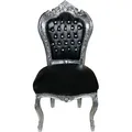 Produktbild: Casa Padrino Barock Esszimmer Stuhl Schwarz Lederoptik / Silber mit Bling Bling Glitzersteinen - Limited Edition