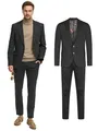 Produktbild: JEFF Herren JFEzra Set Anzug 2-teilig Sakko Hose Bundle | elastischer Herrenanzug Regular Fit für Männer Raven, 54