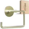 Produktbild: ovimar Toilettenpapierhalter Farstadsanden ohne Bohren Gold | selbstklebend Edelstahl | Klorollenhalter ohne Deckel | WC Rollenhalter mit Absenkdämpfung matt zum Kleben | Klopapapierhalter