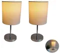 Produktbild: 2 Stück Nachttischlampe weiß modern Nachttischlampe 2er Set LED Nachttischlampe Tischlampe Tischleuchte Schlafzimmer Fensterbank Wohnzimmer Beistelltisch incl. 3W LED (2x weiß gerade)