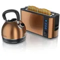 Produktbild: Arendo Frühstücks-Set 2-teilig in Kupferoptik - Edelstahl Wasserkocher & Langschlitztoaster