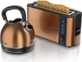 Produktbild: Arendo Frühstücks-Set 2-teilig in Kupferoptik - Edelstahl Wasserkocher & Langschlitztoaster
