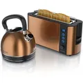 Produktbild: Arendo - Frühstücks-Set 2-teilig in Kupferoptik - Edelstahl Wasserkocher & Langschlitztoaster
