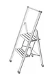 Produktbild: WENKO Leichte Aluminium Trittleiter mit 2 Stufen für 50 cm höheren Stand, rutschsichere XXL-Stufen, Design Klapptrittleiter, TÜV Süd Zertifiziert, 44 x 101 x 5,5 cm, Weiß