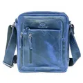 Produktbild: ALMADIH kleine Leder Umhängetasche Herren 9.7 Zoll iPad – FINN blau Vintage Kompakte Ledertasche für Reisen & Alltag Messenger Schultertasche Freizeittasche City Bag Tablet Damen (FINN blue)