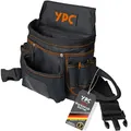 Produktbild: YPC Presto Werkzeug Gürteltasche XL – Werkzeuggürtel, Arbeitsgürtel, wasserfeste Werkzeugtasche mit Hammerschlaufe, reißfester Nylongürtel, 12 Taschen, Schwarz, 27x21x13cm – 5 kg Tragkraft