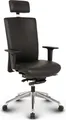 Produktbild: VERSEE Terox Chefsessel Schwarz Leder – ergonomischer Bürostuhl & Schreibtischstuhl, bequem für langes Sitzen, stabiler Drehstuhl bis 150 kg belastbar