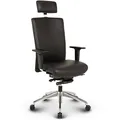 Produktbild: VERSEE Ergonomischer Echt-Leder Chefsessel Bürostuhl Terox in Schwarz mit Kopfstütze für Büro und Home-Office - Belastbar bis 150kg