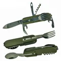 Produktbild: MFH Taschenmesser mit Eßbesteck Feld-Camping Besteck steck klappbar inkl. Etui