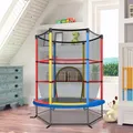 Produktbild: COSTWAY Ø165cm Gartentrampolin mit Sicherheitsnetz, Trampolin bis 135KG belastbar, für Kinder ab 3 Jahre Bunt