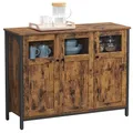 Produktbild: VASAGLE Sideboard, Küchenschrank, Aufbewahrungsschrank, mit Glastüren, für Wohnzimmer, Küche, Esszimmer, Stahlrahmen, Industriestil, vintagebraun-tintenschwarz LSC099B01
