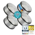 Produktbild: Designer Türstopper aus Edelstahl Gummi Türpuffer Türhalter Stopper 1,2kg (Silber 11x6cm, 4 Stück)