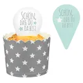 Produktbild: Frau WunderVoll® 24 DEKO KUCHENTOPPER TÜRKIS, SCHÖN DASS DU DA BIST/Topper, Kuchenstecker, Muffin, Geburtstagskuchen, Dekoration, Deko, Kinder, Party, Hochzeit, Hochzeitstorte, Geburtstag