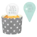 Produktbild: 24 Muffinstecker Topper türkis, Schön,dass Kuchenstecker Hochzeit Cupcake Kuchen