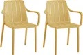 Produktbild: VORTIVO Gartenstuhl 2er Set Gelb – stapelbar, wetterfest, UV-beständig & bis 200 kg. Für Balkon, Terrasse, Garten & Esszimmer.