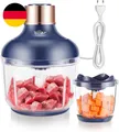 Produktbild: 0.6L+2L Zerkleinerer Elektrisch Mini, 2 Geschwindigkeitsstufen, Häcksler Mit 4-E