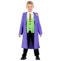 Produktbild: YOMIQIU Halloween Evil Clown Kinder Kostüm: Karneval Cosplay Outfit Gothic Lila Uniform Jacke Hemd Hose Full Set Horror Party Karneval Anzug Frack (S, 4-6 Jahre)