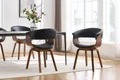 Produktbild: riess-ambiente Armlehnstuhl ORGANIC schwarz/braun – Kunstleder, Walnuss-Holz, mit Armlehnen (Einzelartikel, 1 St), mit Lehne & Retro-Design – ideal für Esszimmer, Büro oder Küche