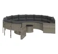 Produktbild: vidaXL Loungesofa Gartensofa mit Tisch und Kissen Rund Grau Poly Rattan, 1 Teile