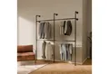 Produktbild: pamo. design Kleiderständer KIM DOUBLE Industrial Kleiderstange zur Wandmontage, Offener Kleiderschrank / Garderobe aus schwarzen Wasserrohren